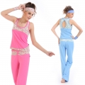 summer New Styles Yoga Fitness sportswear suits(Slim Floral Fabric Fashion Sexy Vest+Pants)
